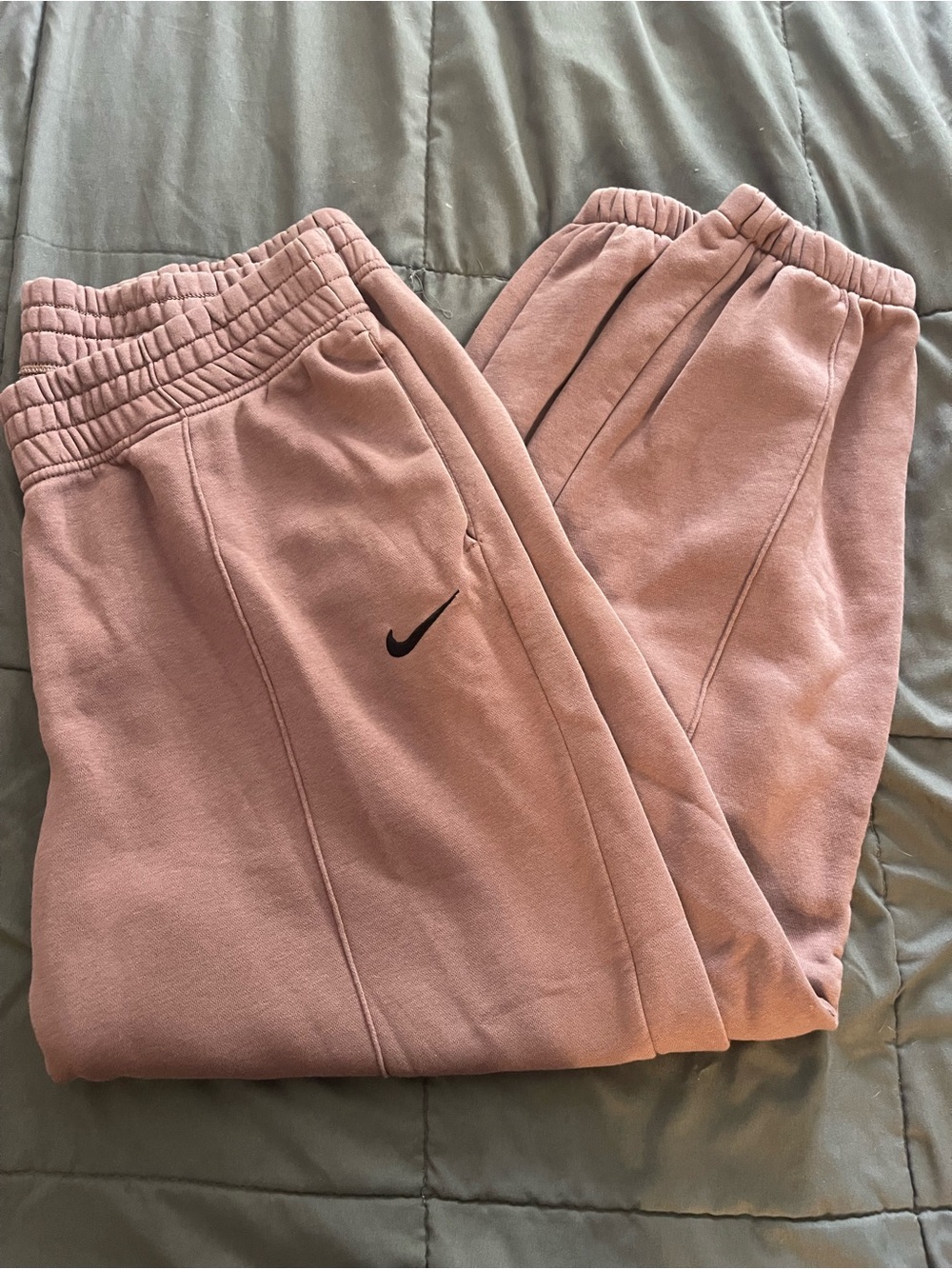 Nike Women's Dusty Pink Jogger Sweatpants with Black Swoosh XL